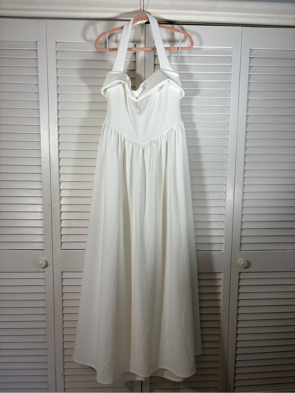 Lulus Telia White Halter Basque Waist Maxi Dress Size XL Wedding Gown Bride - Picture 3 of 9
